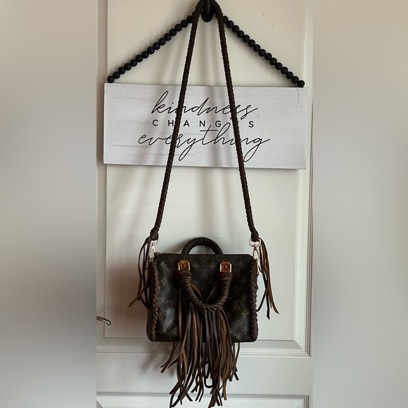 LOUIS VUITTON Speedy 25 Purse LV Monogram Graffiti Boho Pearl Fringe Bag HOST PK - Picture 4 of 16